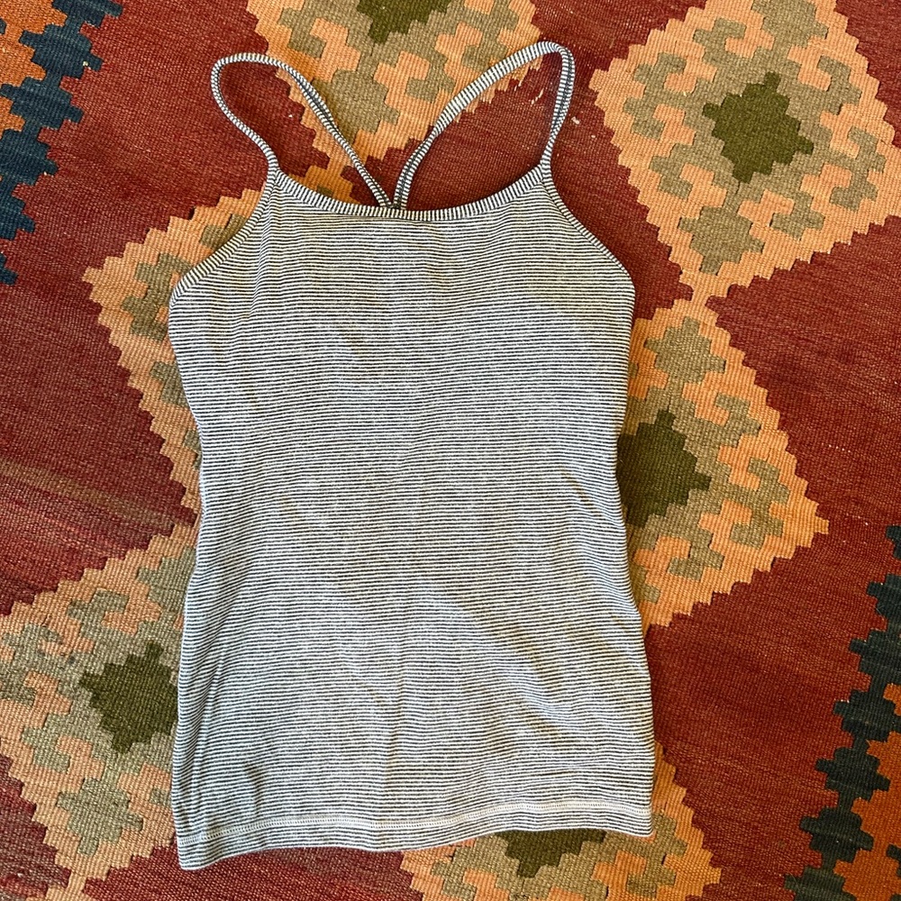 Lululemon Power Y Tank in Striped Grey
